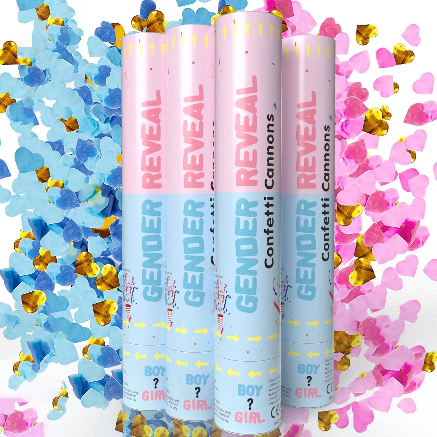 Konfettikanone 3er Set Gender Reveal