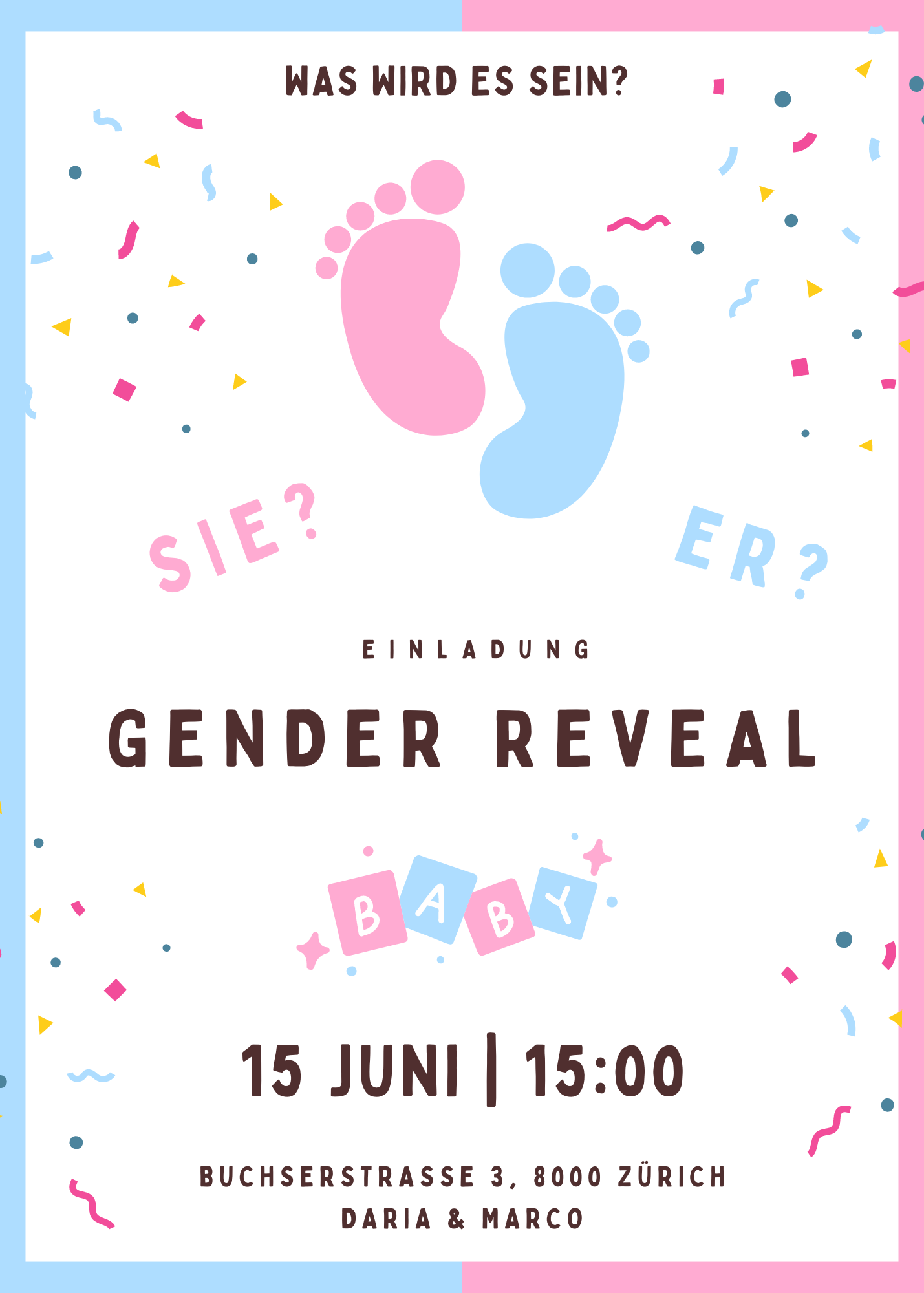 Personalisierte Gender Reveal Party Einladung (Foto) Gender Reveal